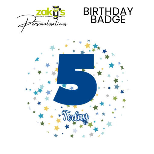 Picture of 5 TODAY BIRTHDAY BADGE BLUE STAR